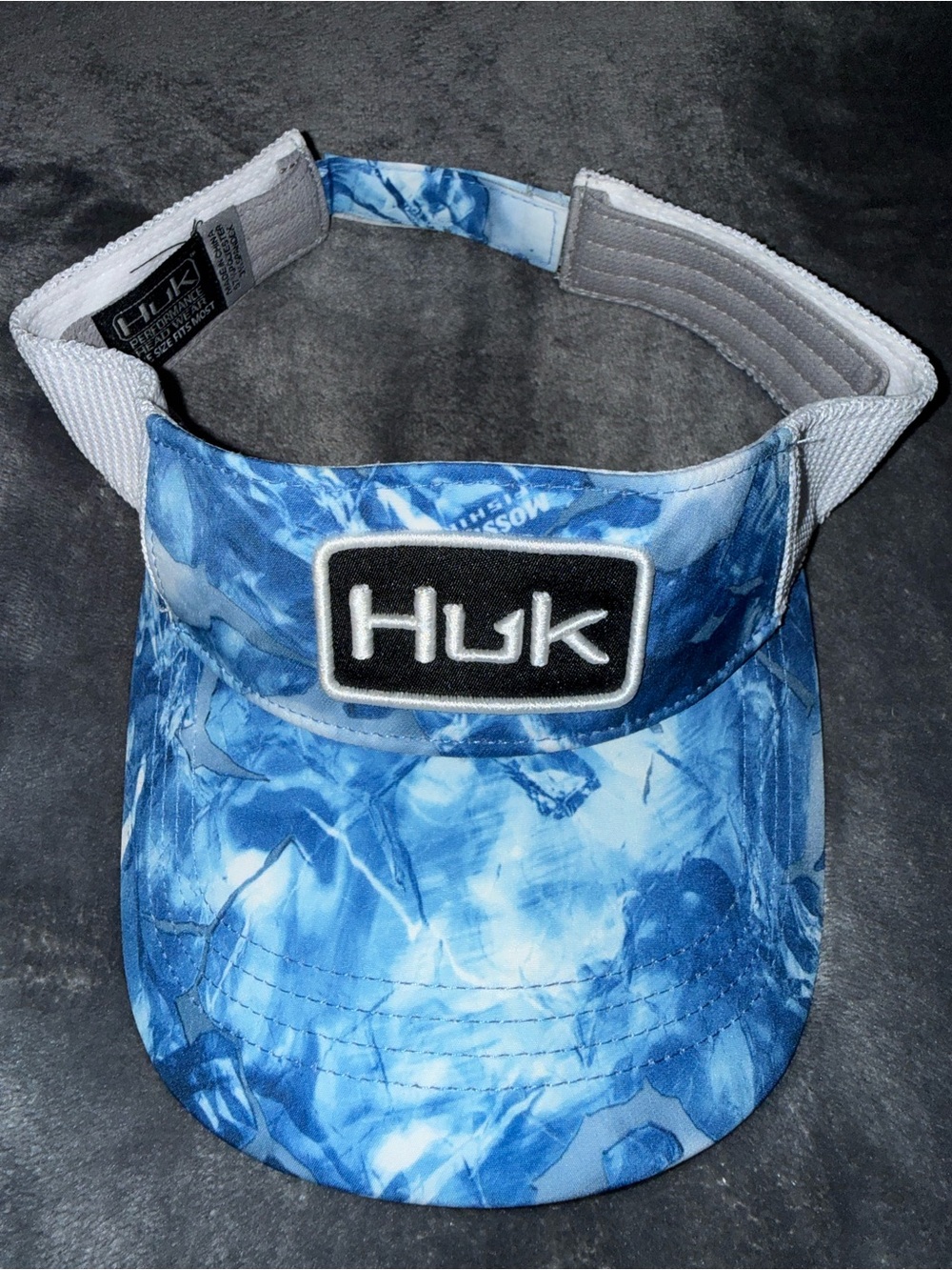 Huk Blue Tie-Dye Visor with Logo Patch